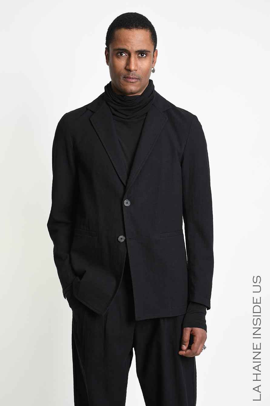 3P M1361 BLAZER Regular Textured Cotton Black