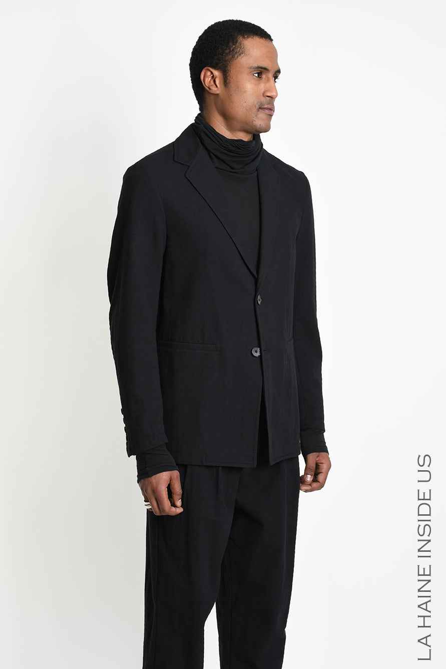 3P M1361 BLAZER Regular Textured Cotton Black