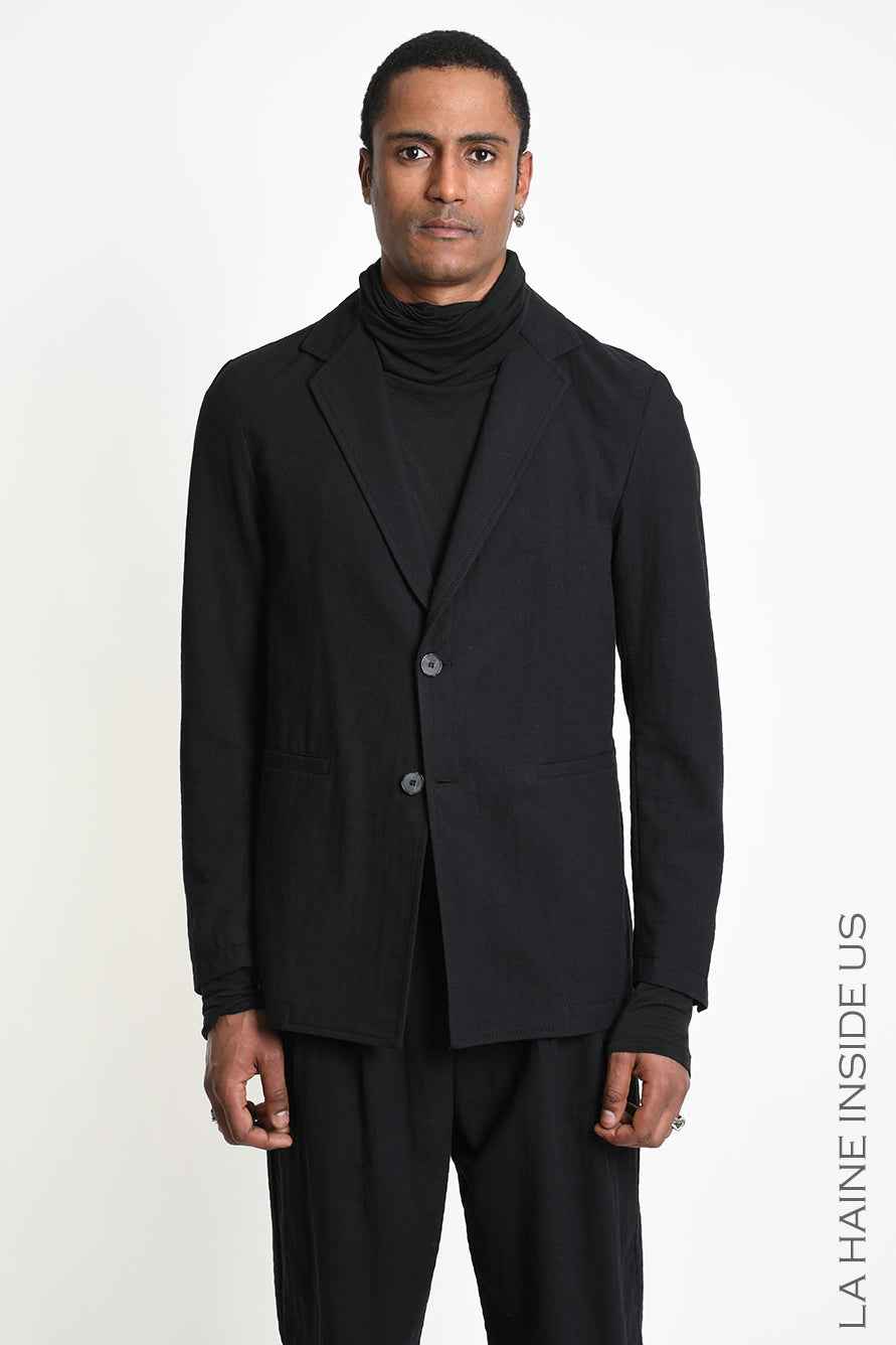 3P M1361 BLAZER Regular Textured Cotton Black