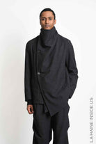 3P M1364 JACKET Regular Asymmetric Textured Cotton Grey