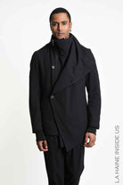 3P M1364 JACKET Regular Asymmetric Textured Cotton Black