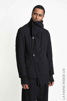 3P M1364 JACKET Regular Asymmetric Textured Cotton Black
