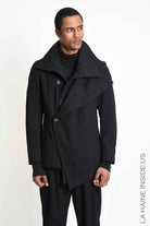 3P M1364 JACKET Regular Asymmetric Textured Cotton Black