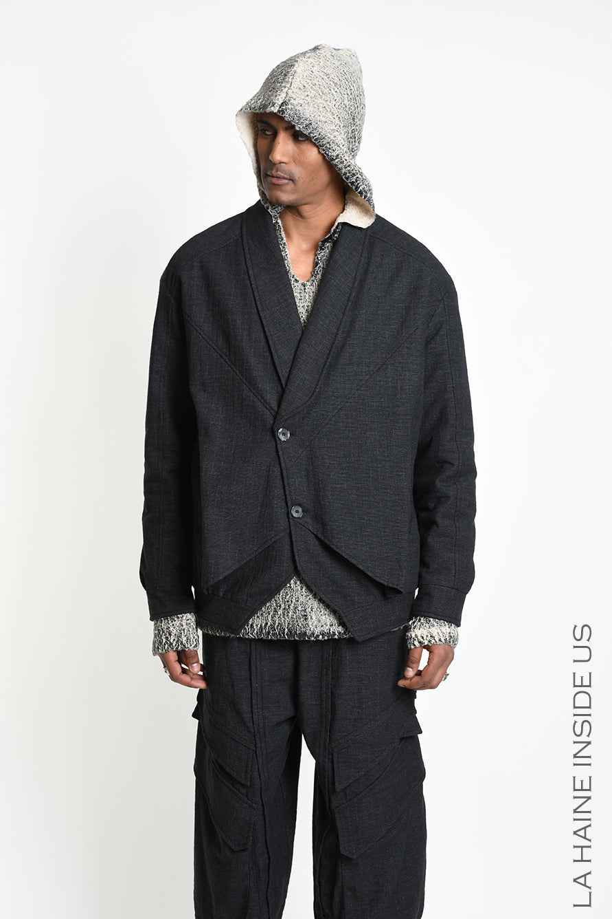 3P M1365 SPORT JACKET Comfort Textured Cotton Padded Grey