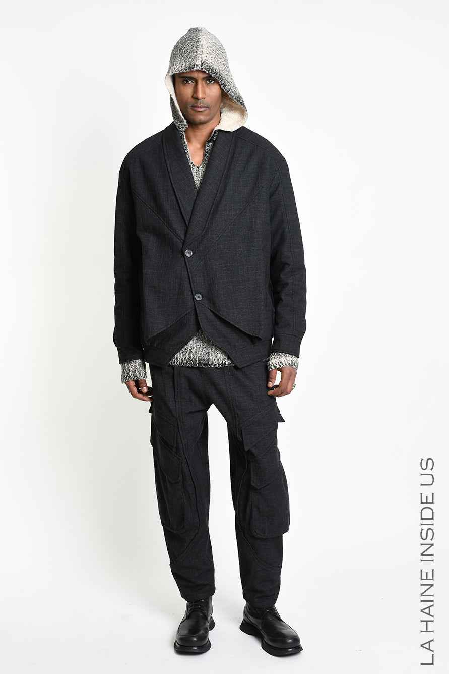 3P M1365 SPORT JACKET Comfort Textured Cotton Padded Grey