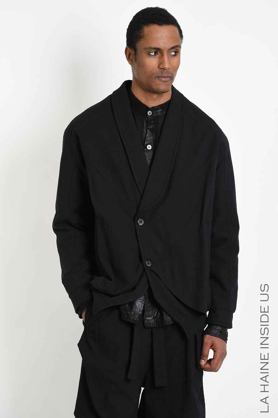 3P M1365 SPORT JACKET Comfort Textured Cotton Padded Black