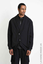 3P M1365 SPORT JACKET Comfort Textured Cotton Padded Black