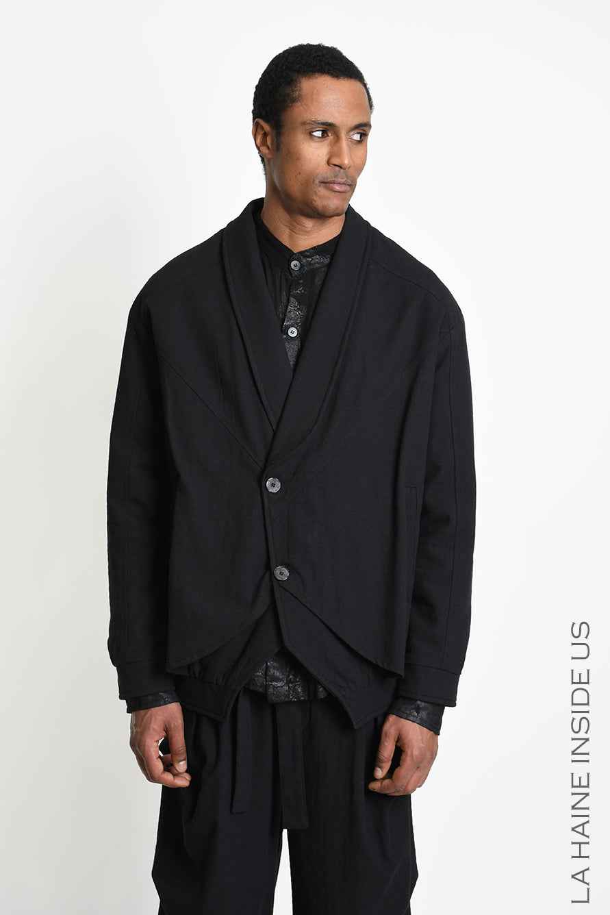 3P M1365 SPORT JACKET Comfort Textured Cotton Padded Black