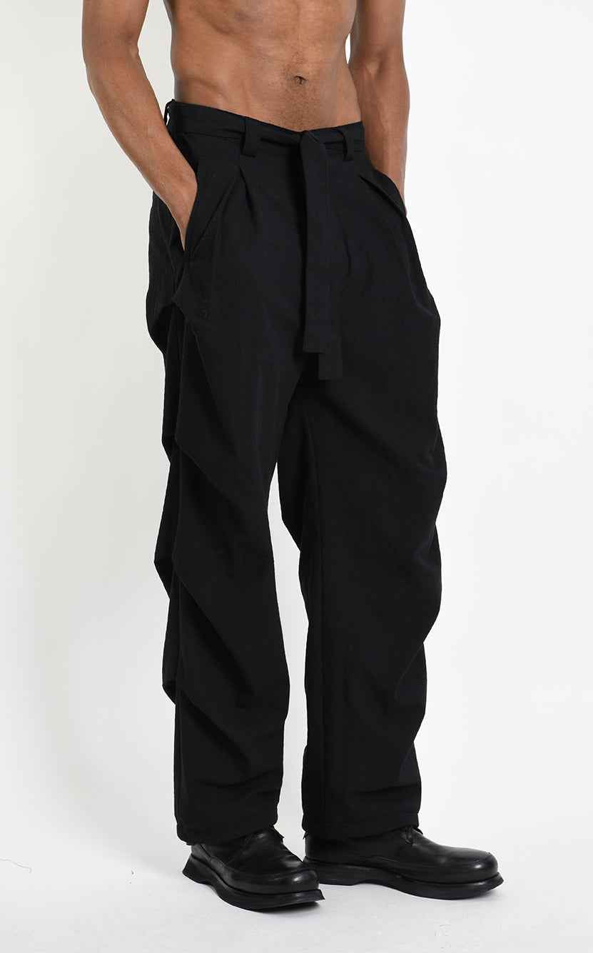 3P M1366 TROUSERS Comfort in Textured Cotton Black