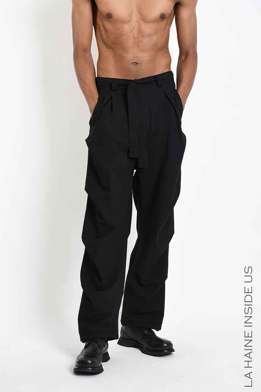 3P M1366 TROUSERS Comfort in Textured Cotton Black