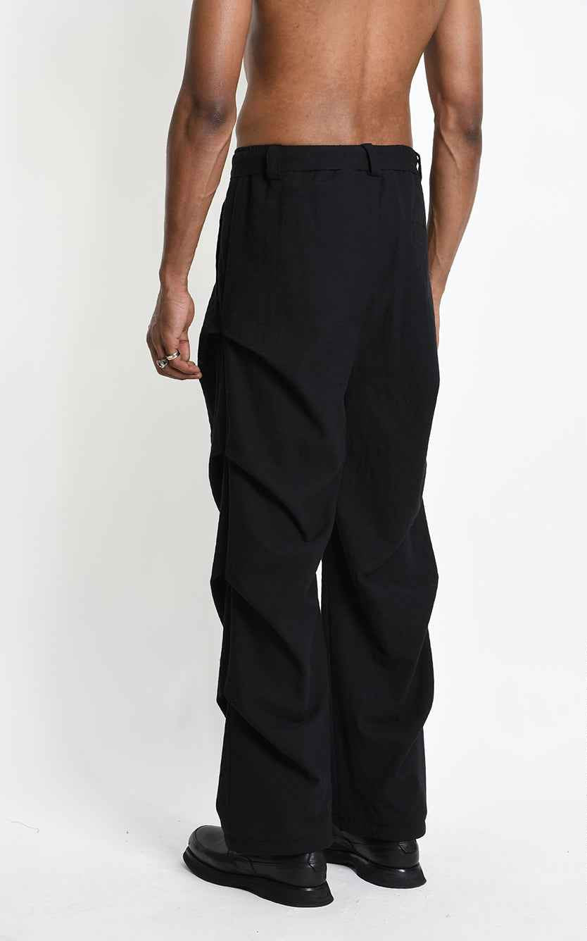 3P M1366 TROUSERS Comfort in Textured Cotton Black