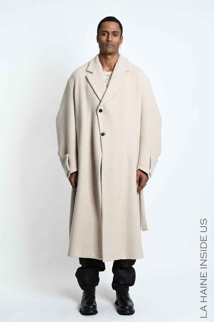 3P M1367 OVERCOAT Wool Blend Cloth Sand