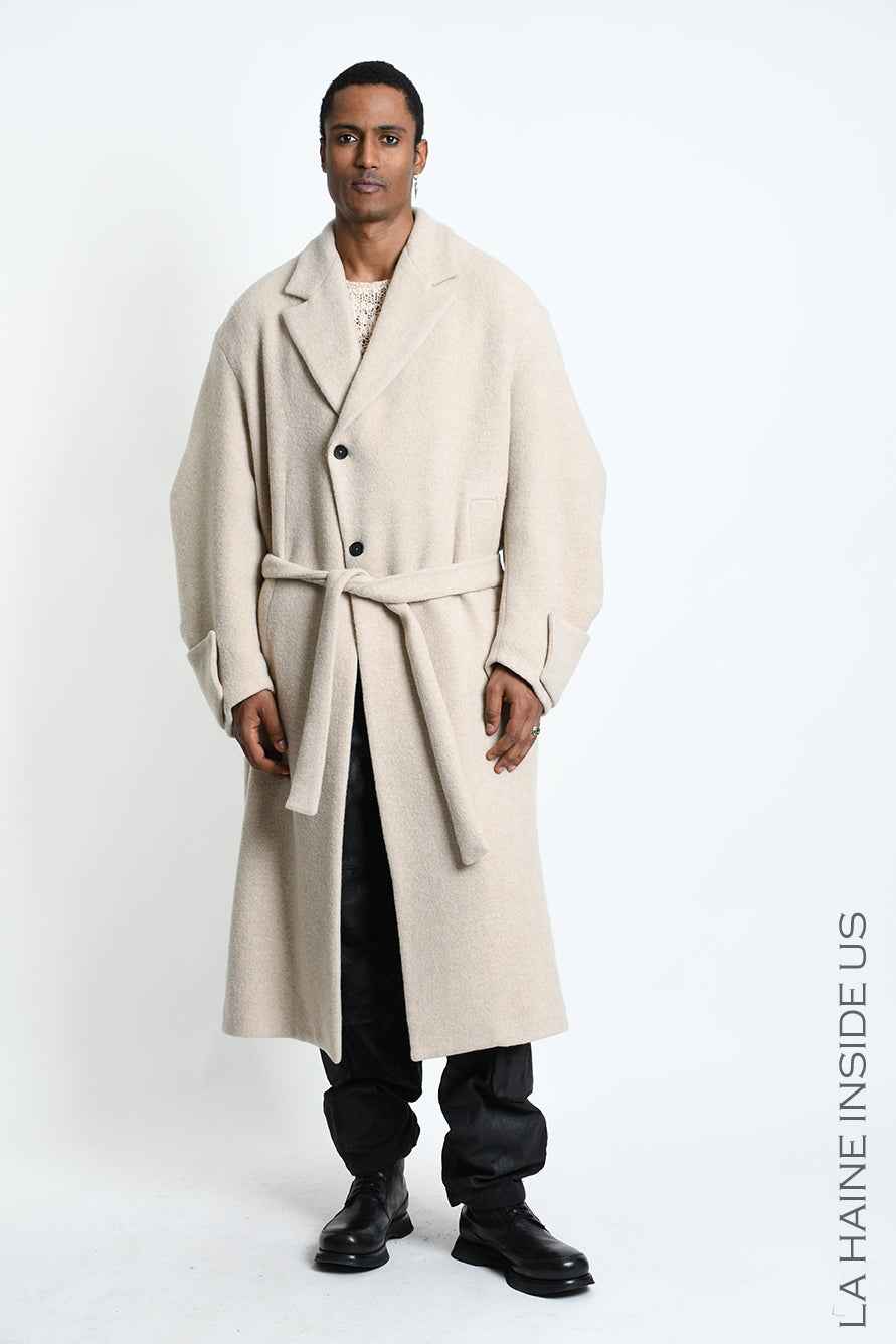 3P M1367 OVERCOAT Wool Blend Cloth Sand