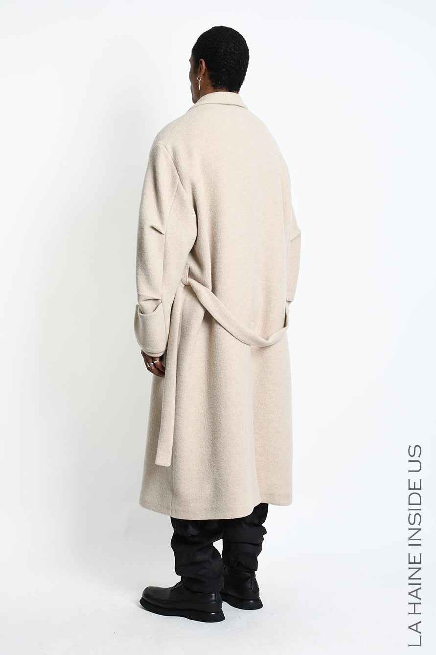 3P M1367 OVERCOAT Wool Blend Cloth Sand