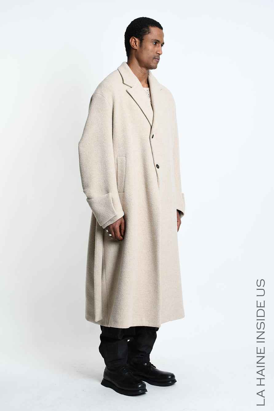 3P M1367 OVERCOAT Wool Blend Cloth Sand