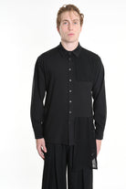 3R M1142 SHIRT Regular Fluid & Gauze Viscose Black LA HAINE INSIDE US