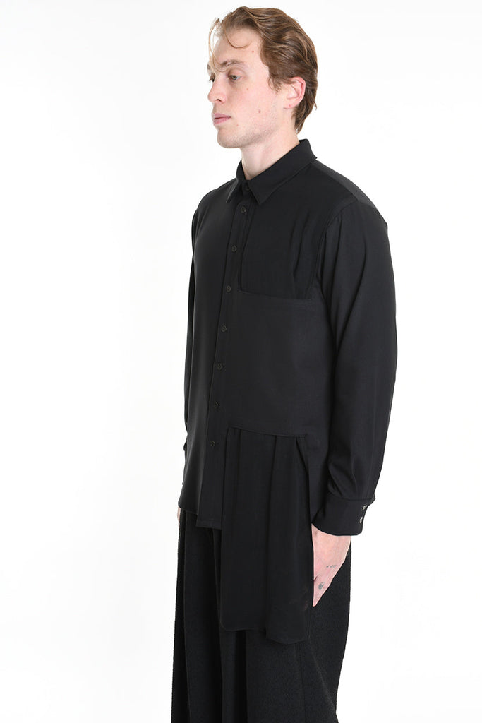 3R M1142 SHIRT Regular Fluid & Gauze Viscose Black LA HAINE INSIDE US