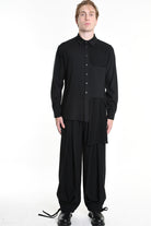 3R M1142 SHIRT Regular Fluid & Gauze Viscose Black LA HAINE INSIDE US