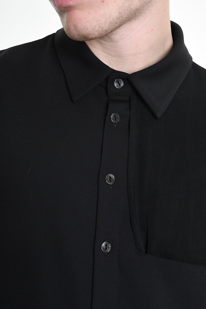 3R M1142 SHIRT Regular Fluid & Gauze Viscose Black LA HAINE INSIDE US