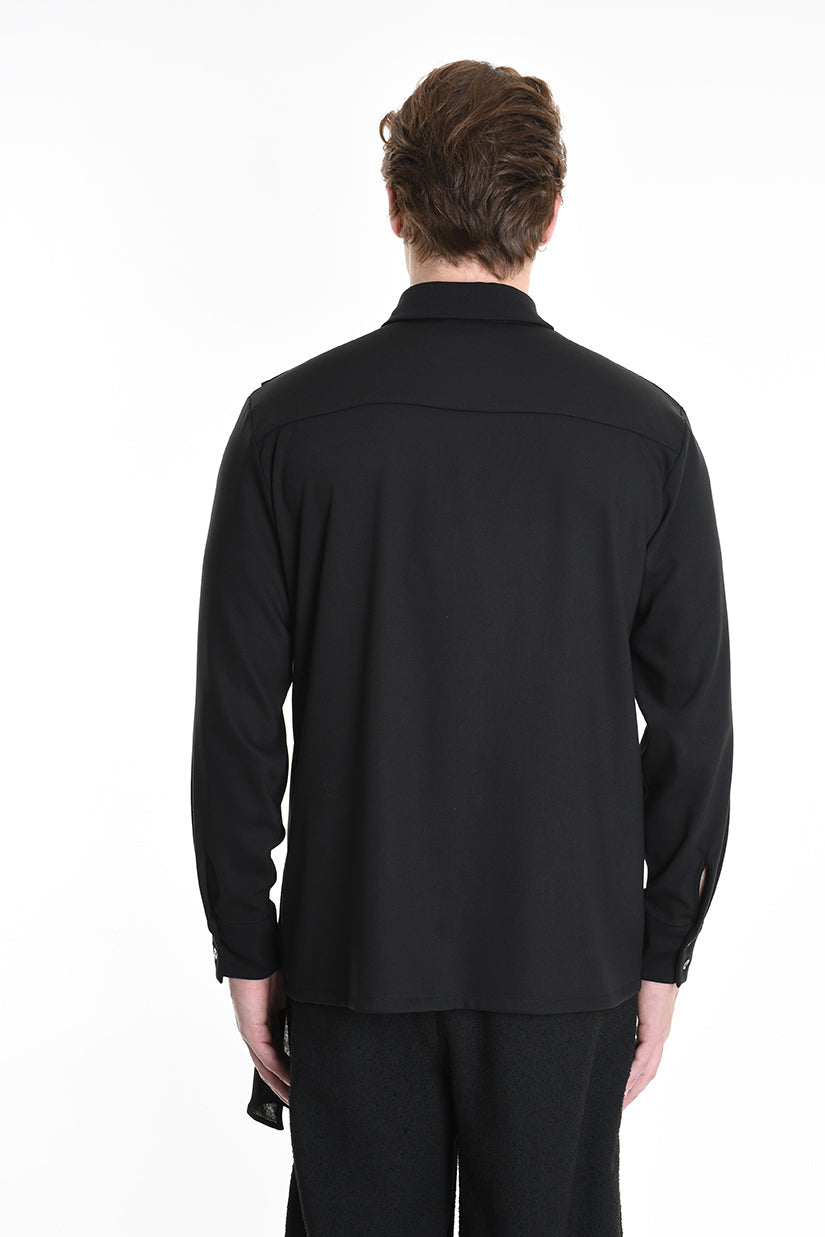 3R M1142 SHIRT Regular Fluid & Gauze Viscose Black LA HAINE INSIDE US