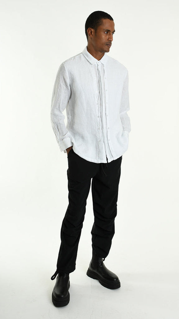 A33R M102425 Shirt Regular Fit, 100% Linen, White, Designed in Italy