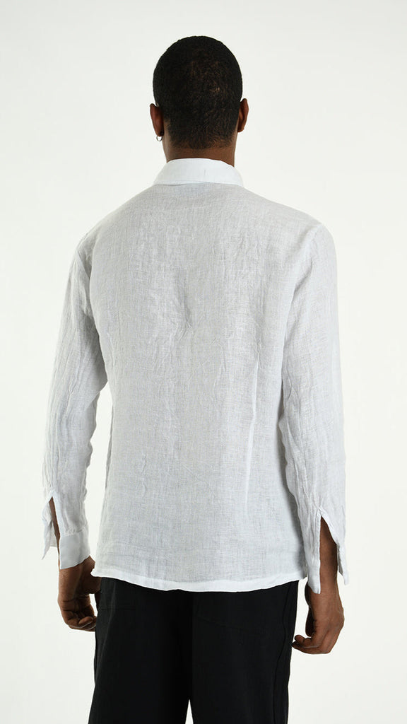 A33R M102425 SHIRT in linen white, regular fit, Italian design.