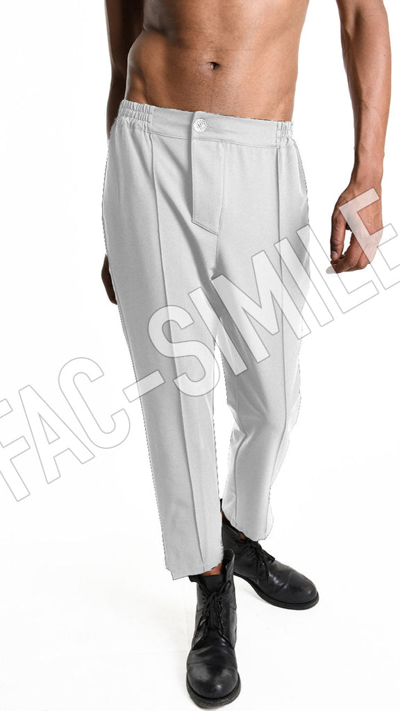 A33R M102725 TROUSER Comfort Fluido White with elastic waist and split bottom, made in Italy.