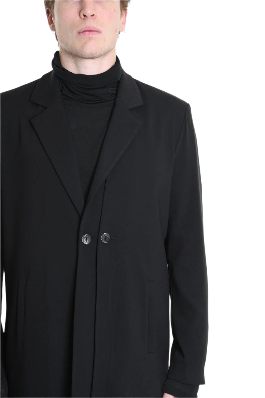 3R M1139 BLAZER Regular Long Fit in Fluid Fabric, Black. TEPHRA