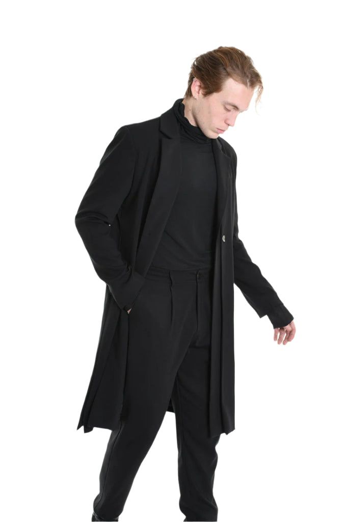 3R M1139 BLAZER Regular Long Fit in Fluid Fabric, Black. TEPHRA