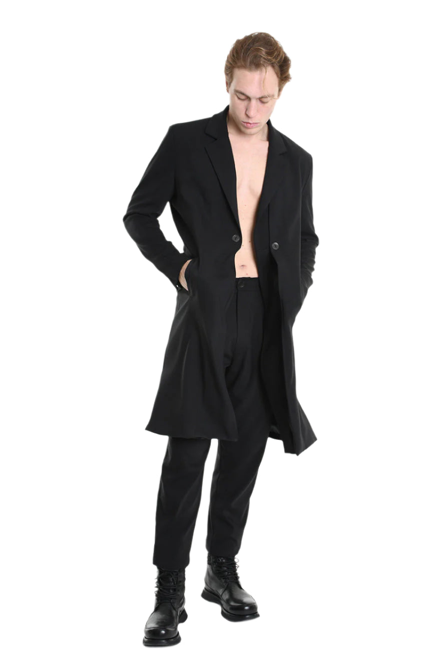 3R M1139 BLAZER Regular Long Fit in Fluid Fabric, Black. TEPHRA