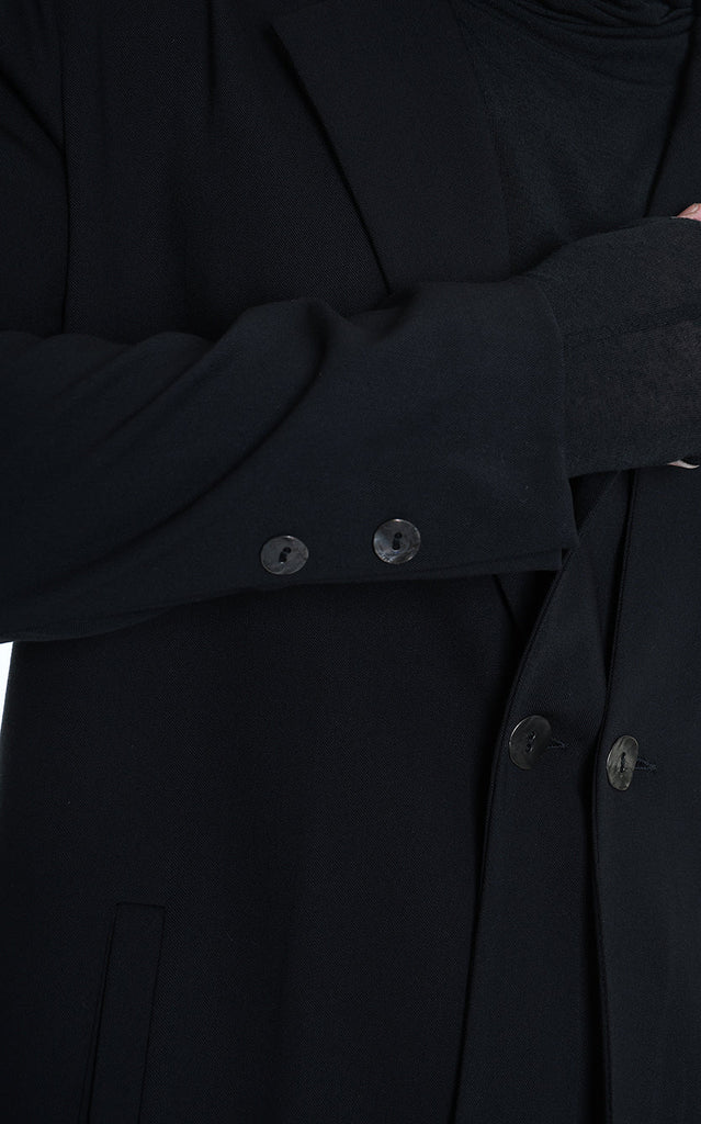 3R M1139 BLAZER Regular Long Fit in Fluid Fabric, Black. TEPHRA