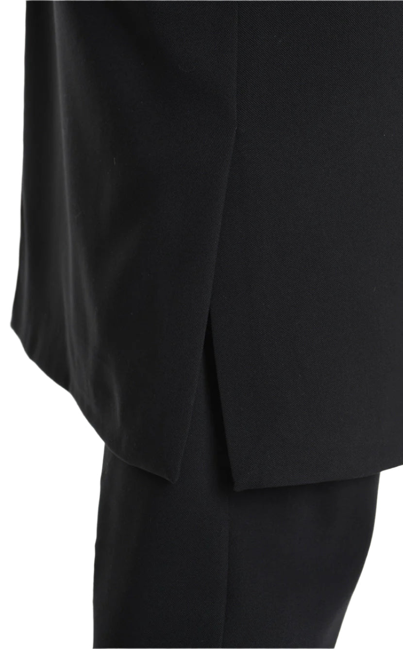3R M1139 BLAZER Regular Long Fit in Fluid Fabric, Black. TEPHRA