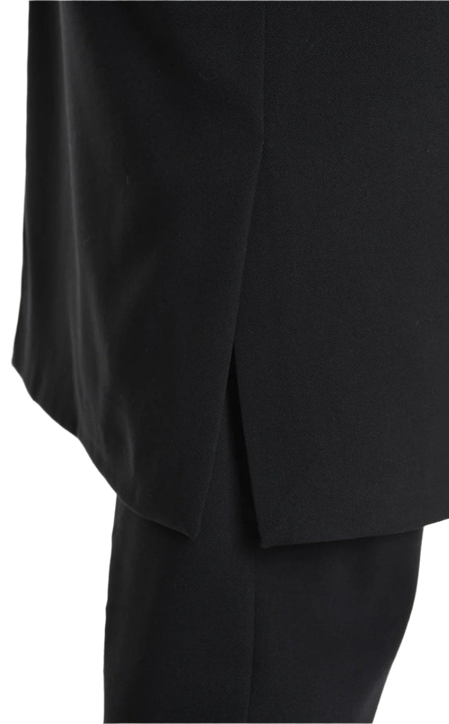 3R M1139 BLAZER Regular Long Fit in Fluid Fabric, Black. TEPHRA