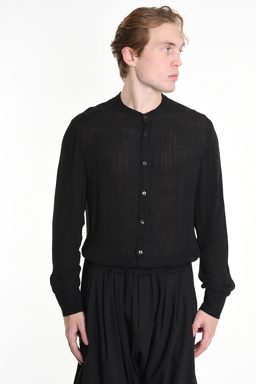 3R M1143 SHIRT Regular Gauze Doubled Viscose Black LA HAINE INSIDE US