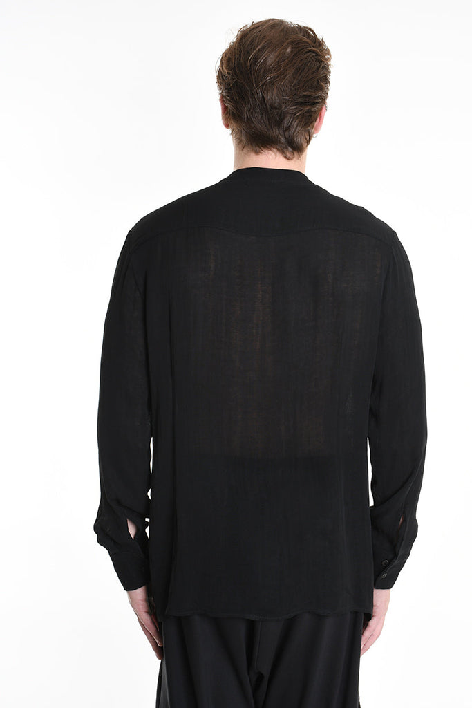 3R M1143 SHIRT Regular Gauze Doubled Viscose Black LA HAINE INSIDE US