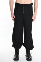 3R M1145 TROUSER Wide Comfort Wool Hemp Fabric Black LA HAINE INSIDE US