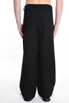 3R M1145 TROUSER Wide Comfort Wool Hemp Fabric Black LA HAINE INSIDE US