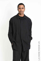 3R M1306 SHIRT Comfort Fluid Crumpled Black