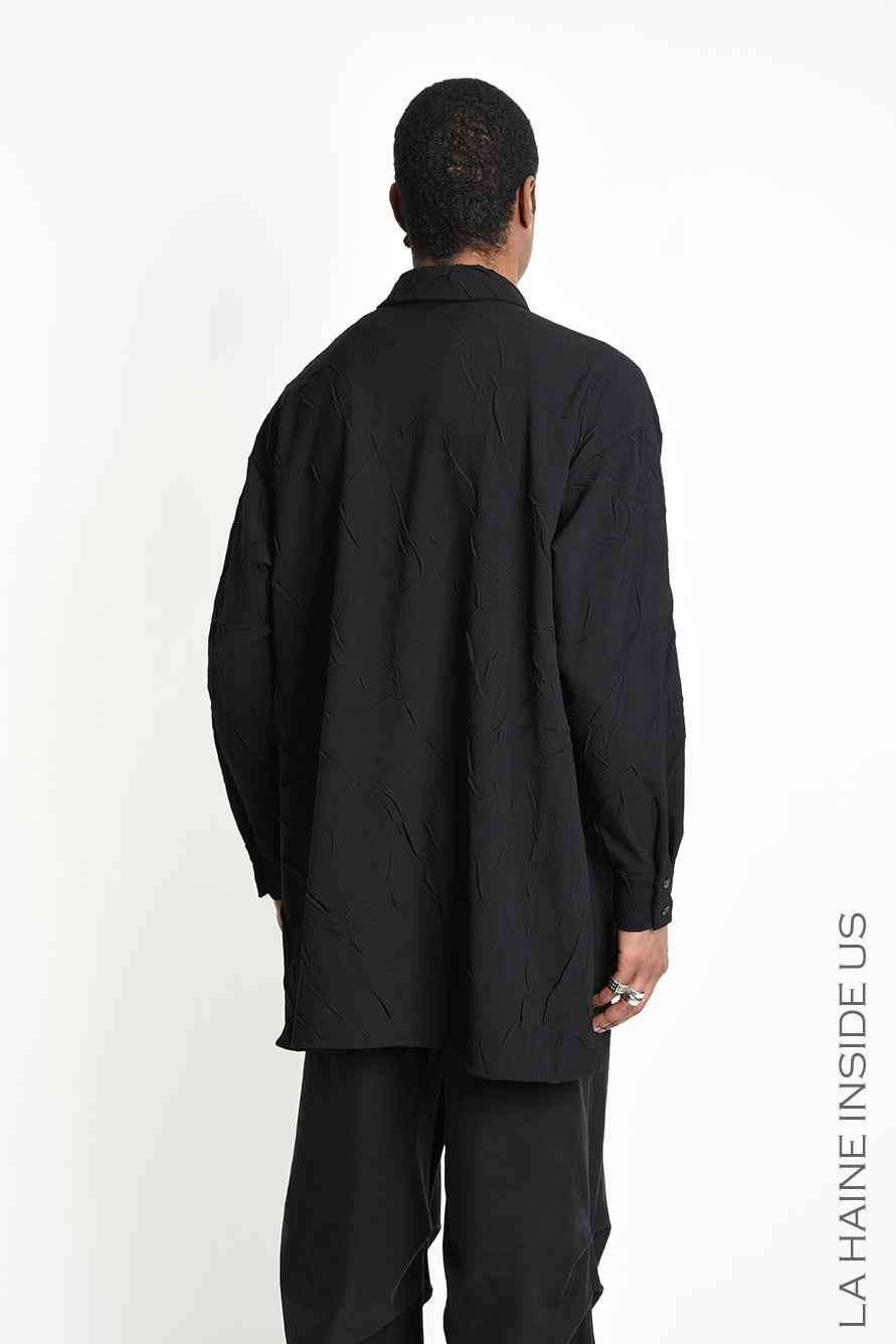 3R M1306 SHIRT Comfort Fluid Crumpled Black