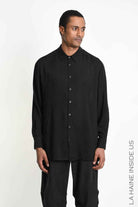 3R M1307 SHIRT Regular Gauze Viscose Black