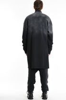 3V M1188 CARDIGAN in Corrosion-Treated Sweatshirt Fabric Black LA HAINE INSIDE US