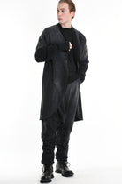 3V M1188 CARDIGAN in Corrosion-Treated Sweatshirt Fabric Black LA HAINE INSIDE US