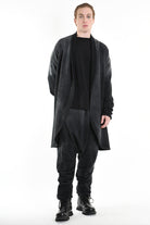 3V M1188 CARDIGAN in Corrosion-Treated Sweatshirt Fabric Black LA HAINE INSIDE US