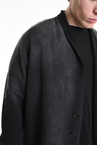 3V M1188 CARDIGAN in Corrosion-Treated Sweatshirt Fabric Black LA HAINE INSIDE US