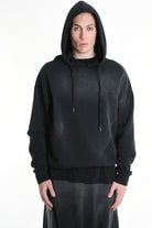 3V M1200 SWEATSHIRT Oversized Stretch with Corrosive Treatment Black TEPHRA