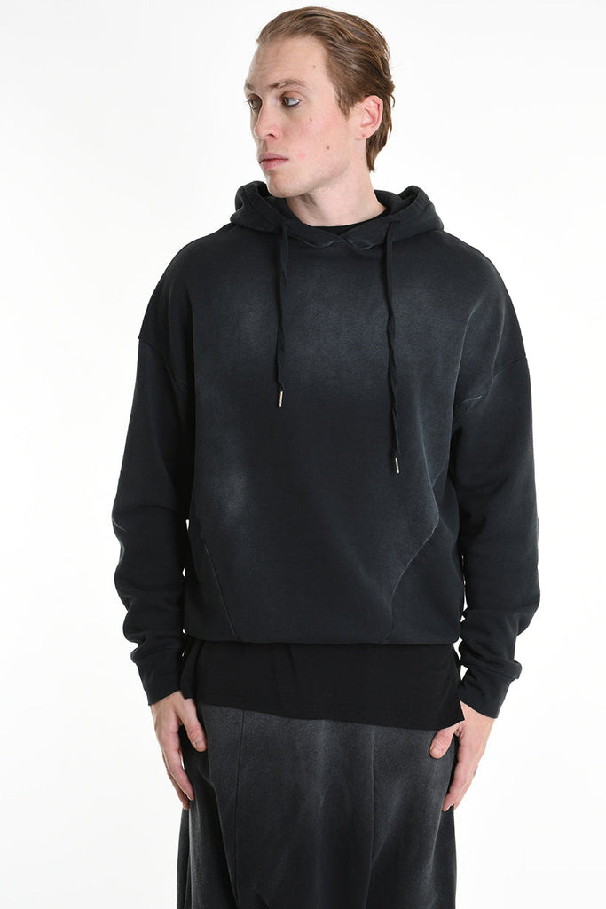 3V M1200 SWEATSHIRT Oversized Stretch with Corrosive Treatment Black TEPHRA