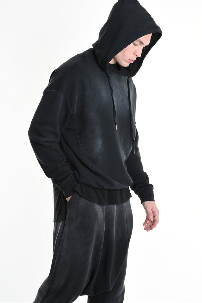 3V M1200 SWEATSHIRT Oversized Stretch with Corrosive Treatment Black TEPHRA