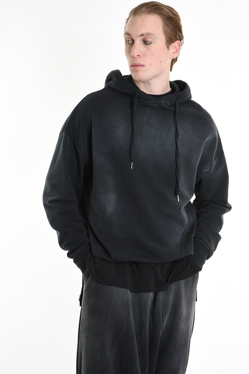3V M1200 SWEATSHIRT Oversized Stretch with Corrosive Treatment Black TEPHRA