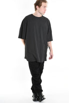 3V LM072 T-SHIRT Oversize Cotton Dyed Cold Grey LA HAINE INSIDE US