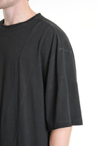 3V LM072 T-SHIRT Oversize Cotton Dyed Cold Grey LA HAINE INSIDE US